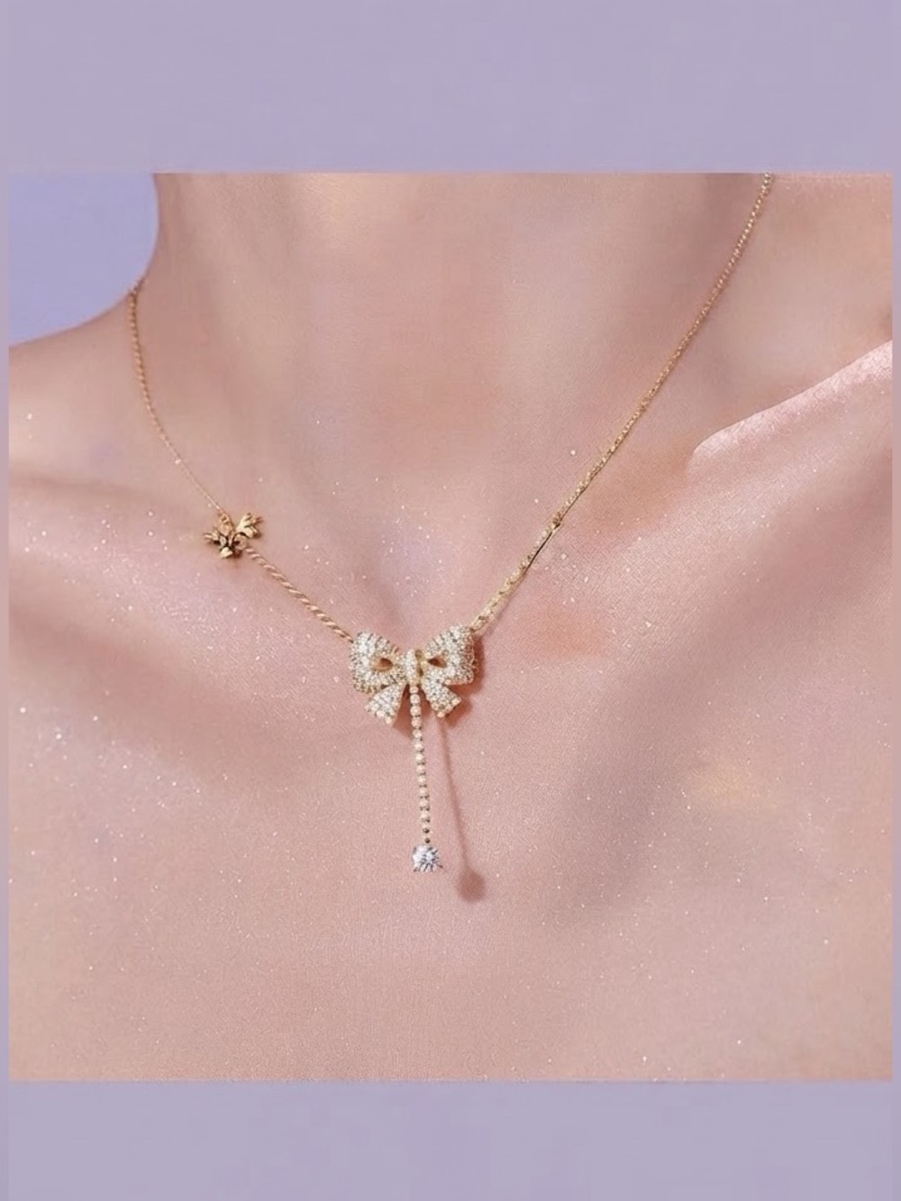 Women’s Gold Bow Necklace.